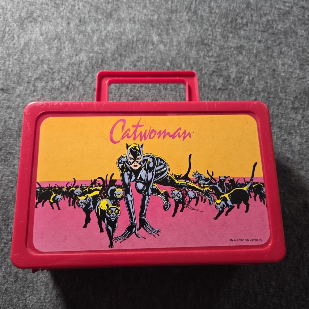 Batman Returns 1991 Catwoman Vintage Red Lunch Pencil Box Case Notebook Rare
